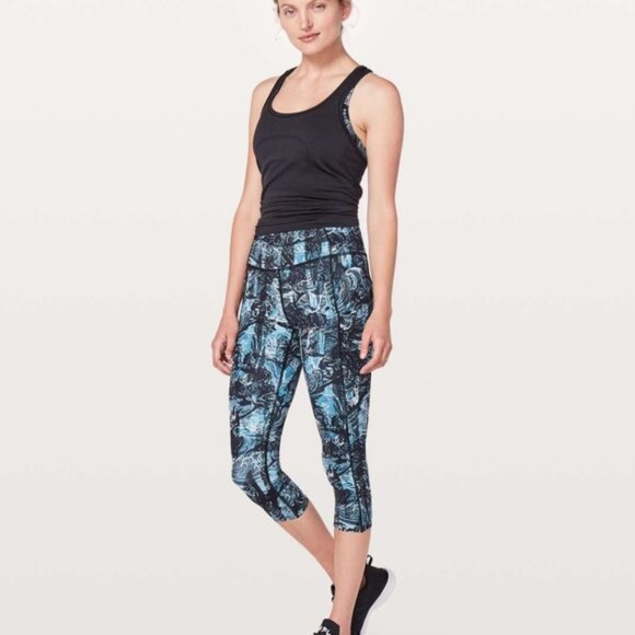 Lululemon Fast & Free Crop II *Nulux 19" Eternal Wave Starlight Black - Picture 6 of 10
